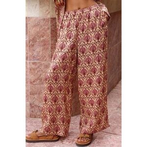 Spell Women's Multicolor Château 100% Linen Wide-Leg Pant In Grape